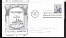 GEORGE WASHINGTON PRMINENT AMERCIAN SCARCE  LOWRY ARISTOCRATS CACHET 1966 FDC