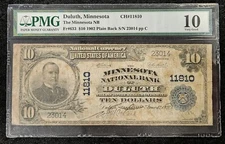 Rare 1902 $10 National Currency Bill MN National Bank of Duluth #11810 Blue Seal