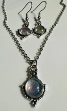 Faux Moonstone earrings & necklace SET - jewelry, June birthstone, birthday