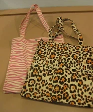 FASHIONABLE SHOPPING TOTE BAGS  w HANDLES SNAP CLOSE Lot of 2 zebra animal