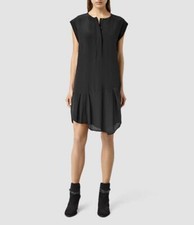 CLEAR OUT/SALE All Saints Roka Silk Dress in Black Size UK 6/8 BNWT £168