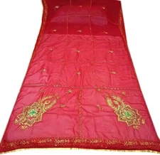 Heavy Pink Vintage Dupatta Georgette Embroidered Long Stole Wrap scarf Hijab