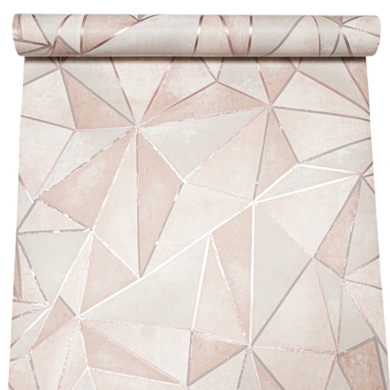 Rose Gold Pink Wallpaper Metallic Geometric Smooth Finish Paste The Wall Feature