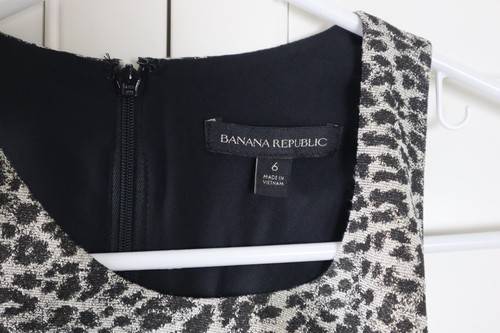 BANANA REPUBLIC $129 Sparkle Metallic Leopard Lined Sheath Dress Size 6 - Picture 6 of 6