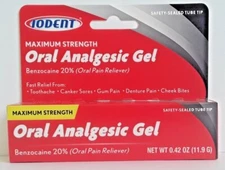 Iodent MAXIMUM STRENGHT Benzocaine 20% Oral Analgesic Gel~BuyMoreSaveMore 