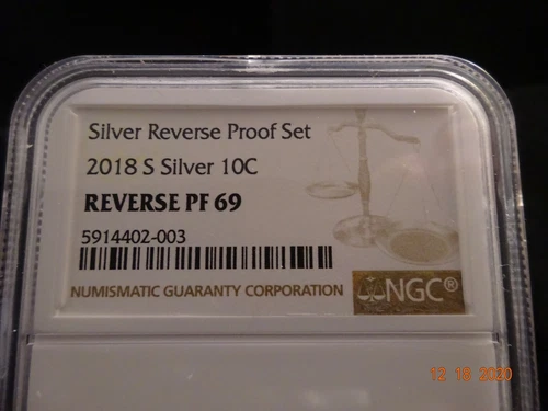 2018-S Roosevelt Silver Dime Reverse Proof, NGC REVERSE PF69, Brown Label