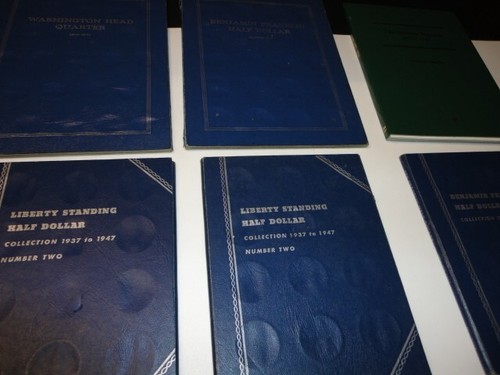 6 Empty Coin folders Books Whitman H.E.Harris Littleton Quarters Halfs Dollars