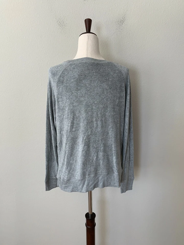 Top de salón Felina para mujer talla L Luna de felpa cepillada cuello redondo gris jaspeado Foto 4 de 4