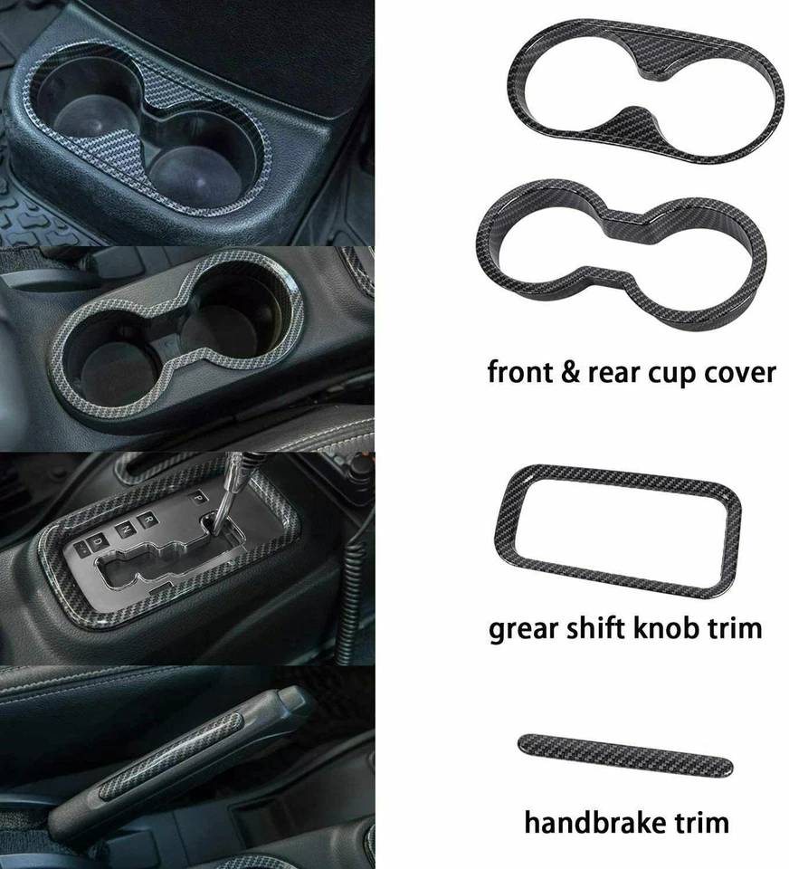 18x Full Set Interior Decor Trim Kit Carbon Fiber for Jeep Wrangler JK 11-17 Foto 4 de 4