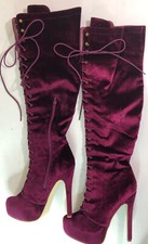 JustFab 8 US Dashiella Purple Velvet Boots Pl...