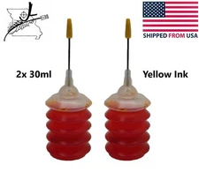 2x 30ml Ink Jet Yellow Ink Easy Refill Squeeze Bottle Non Toxic Universal Epson 
