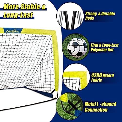 Soccer Goal 4'x 3' Portable Kids Soccer Goals for Blue and Yellow