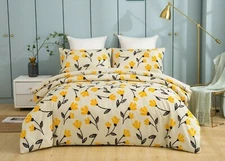 DaDa Bedding  Yellow Fleur Orange Tulips Floral Duvet Cover Set w/ Pillow Cases