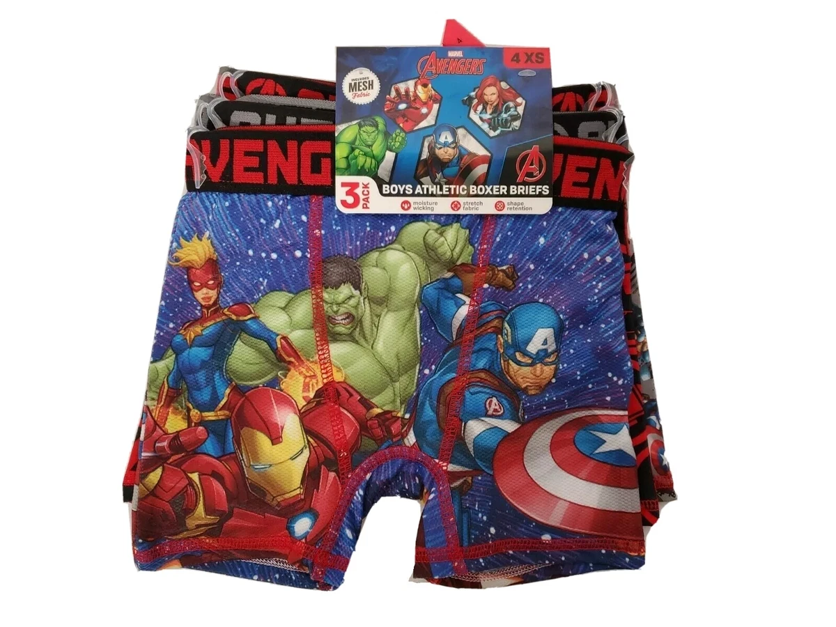 Marvel Avengers Boys Athletic Boxer Briefs XS S & L 3pk Mesh Fabric  Underwear