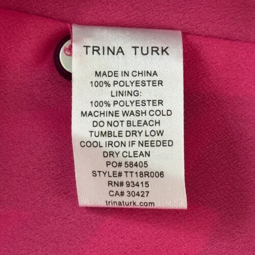 Trina Turk Nat Drawstring Shirt Dress Pink Geometric Print Women's Size Medium - Picture 11 of 13