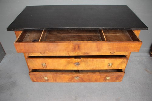 Antique French Empire chest of drawers walnut marble bronze columns dresser 1812 - Picture 10 of 17