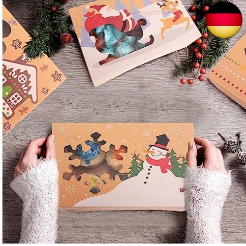 MAMUNU Weihnachts-Keksboxen - 12 Stück Mit Fenster