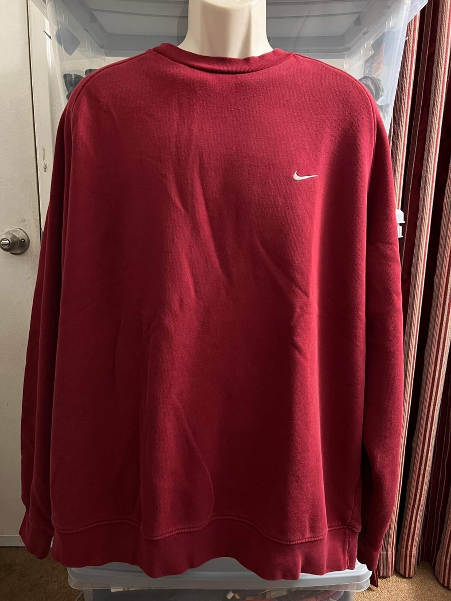 Vintage Y2K Nike Maroon Tag Crewneck Sweatshirt Mini Swoosh~Size 2XL | eBay