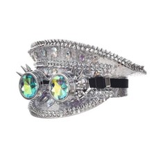 Lady Sequin Rhinestone Captain Hat Rave Party Festival Cosplay Perform Gold Hat