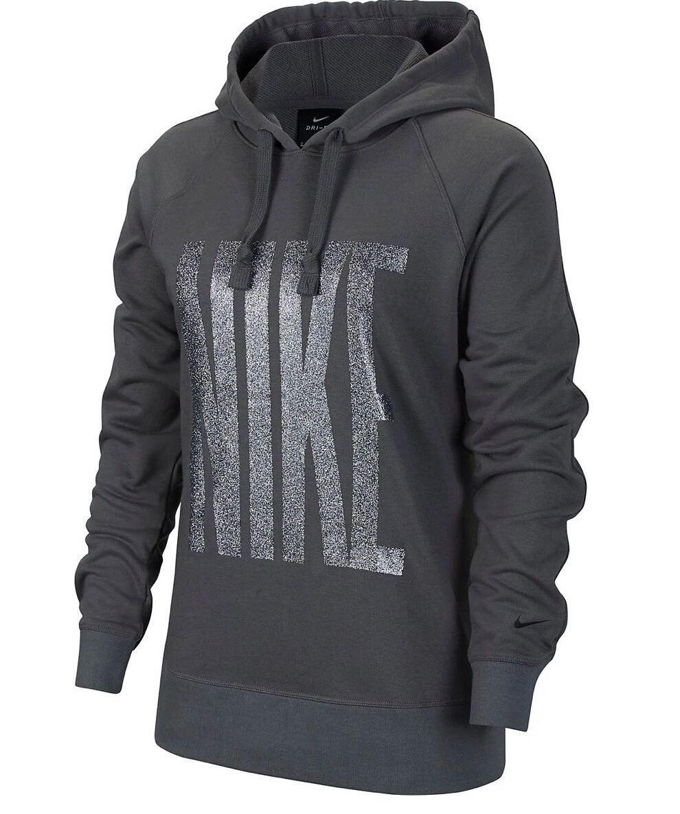 NWT $65 Nike Women XSmall DriFIT Get Fit Grey Sparkle Training Hoodie CU5921-068