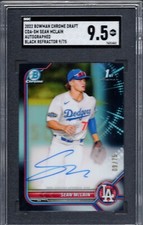 Sean McLain 2022 Bowman Chrome Draft 1st Black Refractor AUTO /75 SGC 9.5