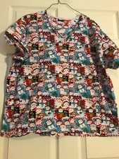 Life Womens Christmas Scrub Top Size XL