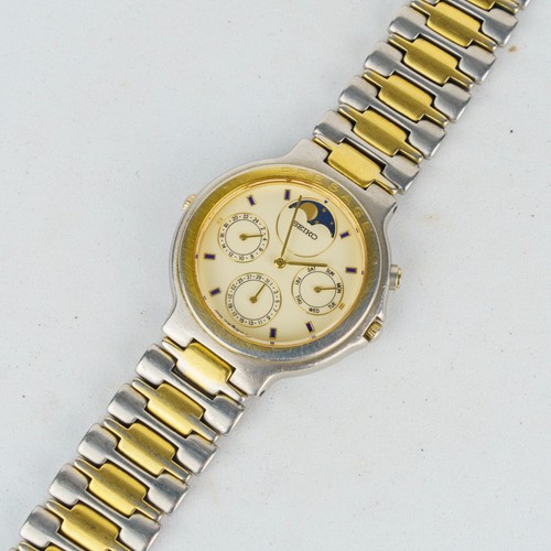 SEIKO 7F38-6040 Men's Quartz Watch Moon Phase Day Date Japan Made #1776 - Picture 15 of 15