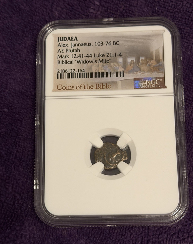 Biblical Widow's Mite Coin AE Prutah 103-76 BC NGC Coins of the Bible