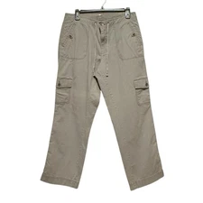 LL Bean Khaki Green Women Sz 10 Tan Outdoor Hike Camp Roll Tab Cargo Pants