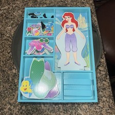 Melissa Doug Disney Ariel Magnetic Dress-Up Wooden Doll Play Set Complete