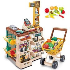 Kids Toy Supermarket Play Set Plastic Mundo W/ Shopping Cart Toddler Gift Indoor