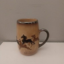 Sylvac Wild Horses Tankard 3278 Vintage Ceramic Brown Glazed