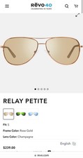REVO Aviator Sunglasses RELAY PETITE Frame: Rose Gold Lens: Champagne Fit: Small