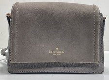 Kate Spade Grey Suede Pebbled Leather Small Crossbody Bag Gold Hardware