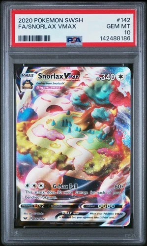 2020 POKEMON SWORD & SHIELD #142 FULL ART/SNORLAX VMAX PSA 10