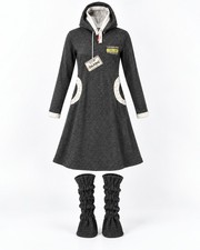 Bana Womens Hooded Long Sleeve Dress & Matching Leg Coverings Gray Set