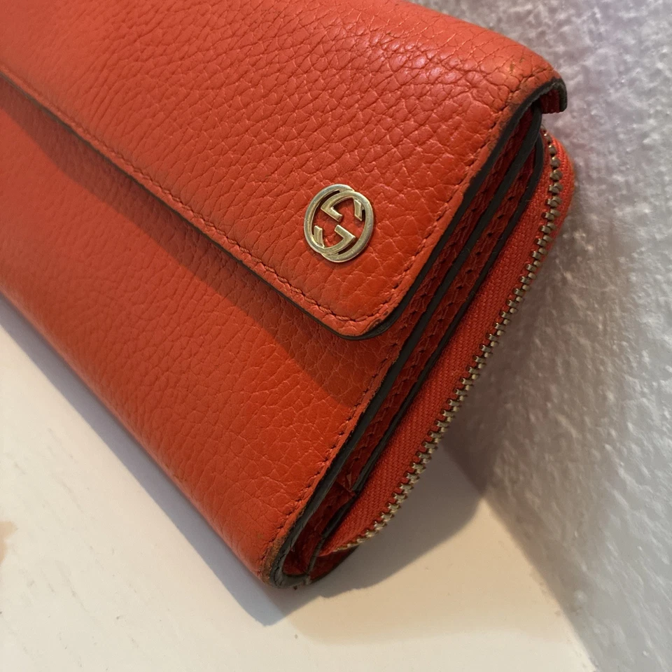 GUCCI блокировки GG кожаный плоский круглый молнии длинный бумажник с сертификатом подлинности и цепочкой через плечо - Изображение 4 из 4