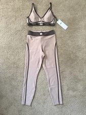 alo Airlift High-Waist 7/8 Line Up Legging and Bra Taupe Size M