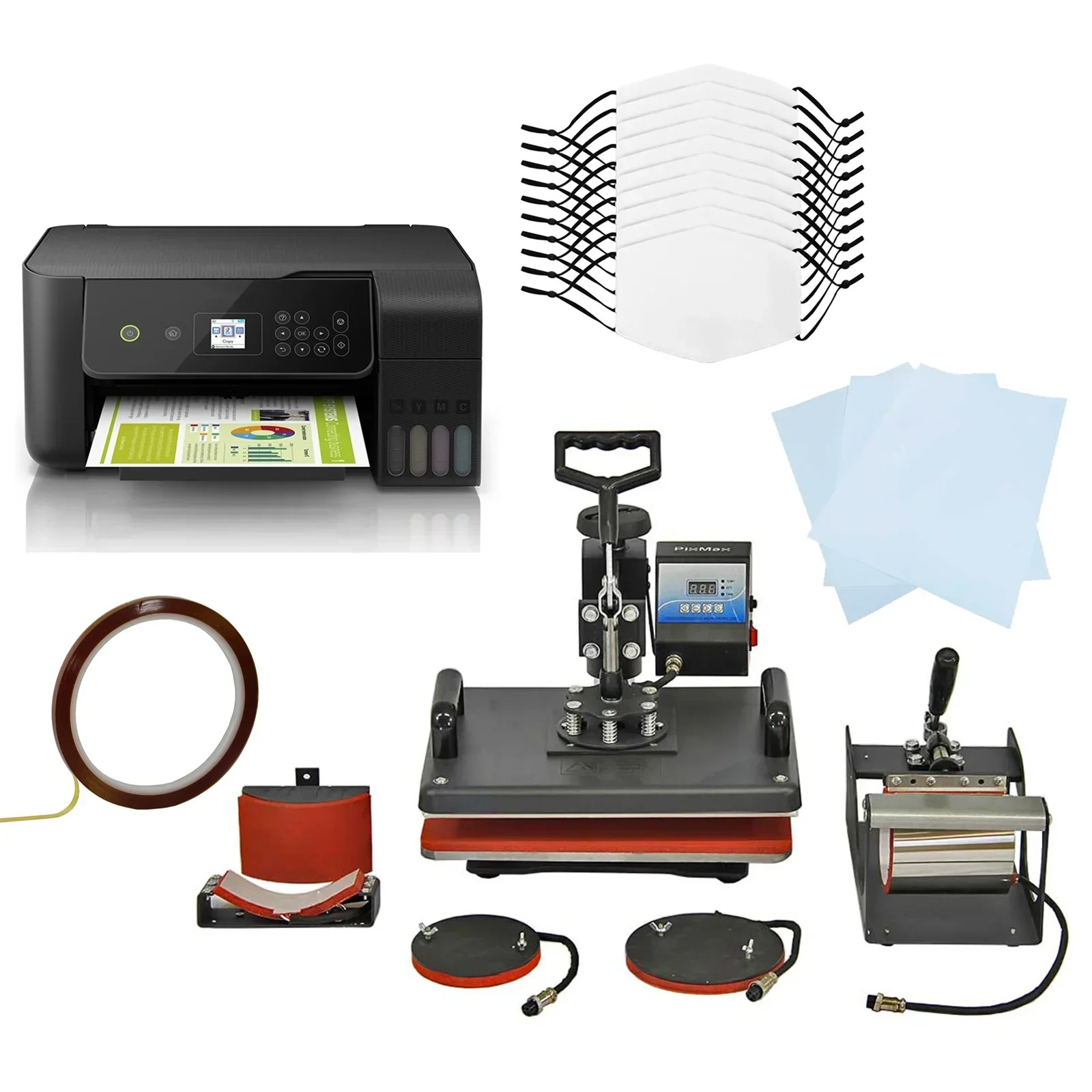 Face Masks Sublimation Blank 10 / 5 in 1 Heat Press Machine / Eco