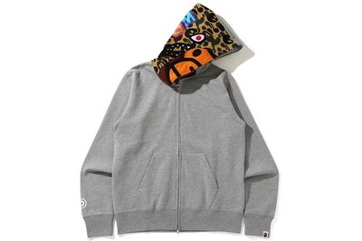 A BATHING APE BAPE Milo Shark Full Zip Hoodie Gray New Authentic