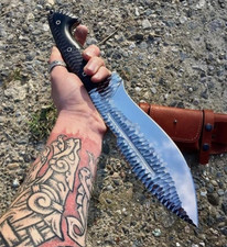 CUSTOM HANDMADE STEEL D2 BOWIE KNIFE HANDLE MADE BY BLACK SHEET