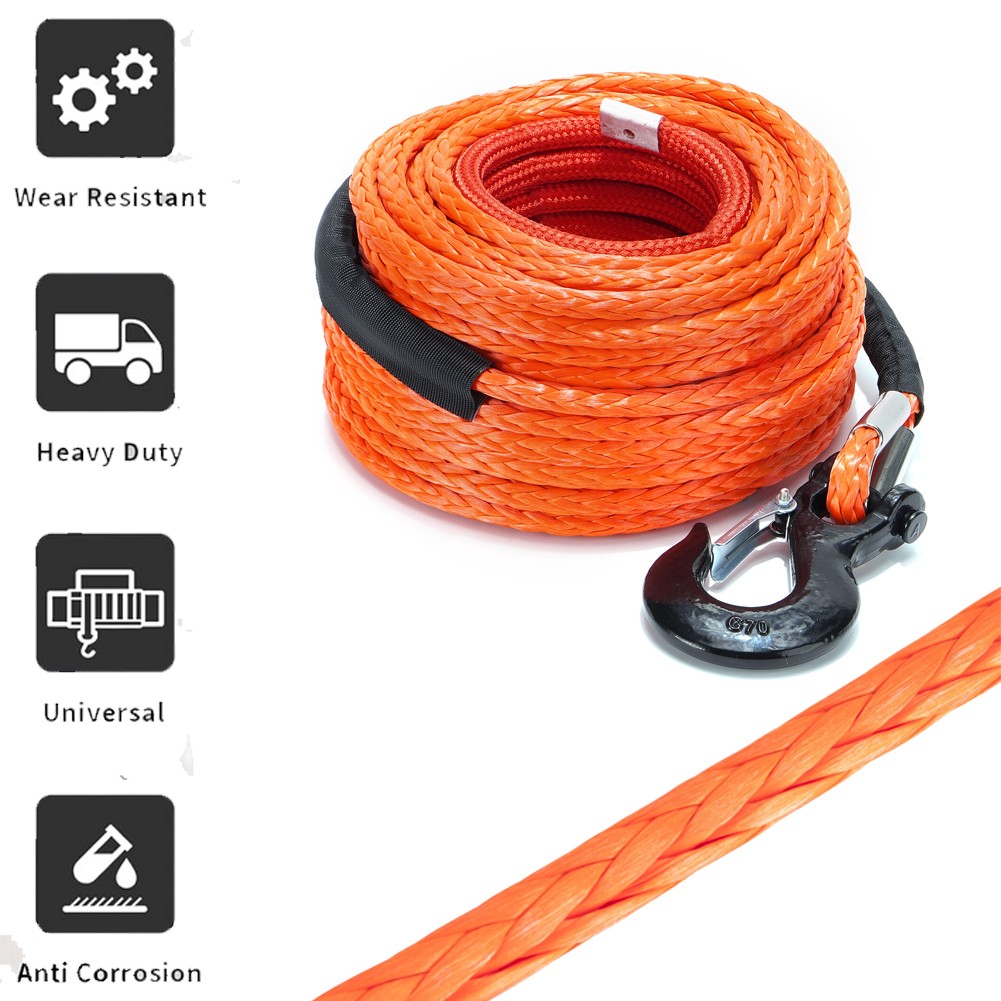 SPARKWHIZ 1/2"x100ft 32000lbs Synthetic Winch Line Rope Cable Kit For SUV UTV US