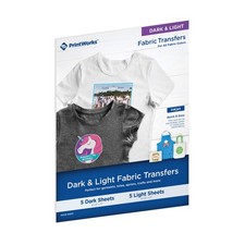 PrintWorks Iron on Heat Transfer Paper for Inkjet 10 Sheets, Dark/Light