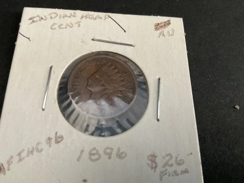 1896 Indian Head Small Cent Copper Coin Circulated AU BN Uncertified