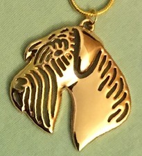 SCHNAUZER DOG NECKLACE, Natural Ears - Gold-toned Pewter Pendant on 18  Chain