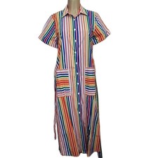 Christopher John Rogers x Target Rainbow Stripe Belted Shirt Dress Size 6 Maxi