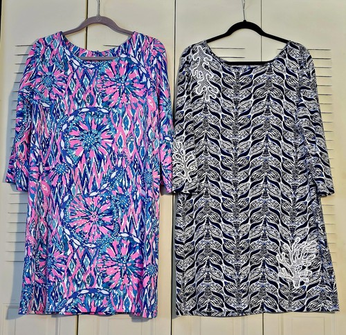 LILLY PULITZER Marlowe Dress Lot! PIMA, XL, Mermaid Tail & Shake It Up Pink Blue