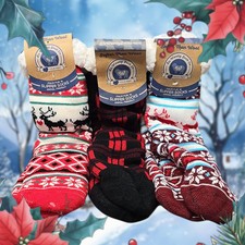 Lot 3 Pairs of Sir Woolly Sock Co. Deer  Snowflake Faux Fur Slipper Socks - NEW