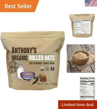 USDA Organic Rolled Oats, 3 lb - Gluten Free Non-GMO Breakfast Delight