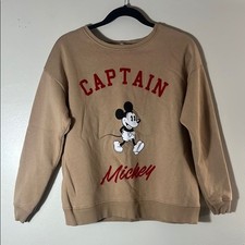 Disney Tan Crewneck Sweater with Mickey Mouse Design girl  s 13/14
